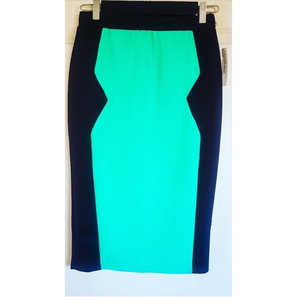 Teal & Black Pencil Skirt - Picture 1 of 4